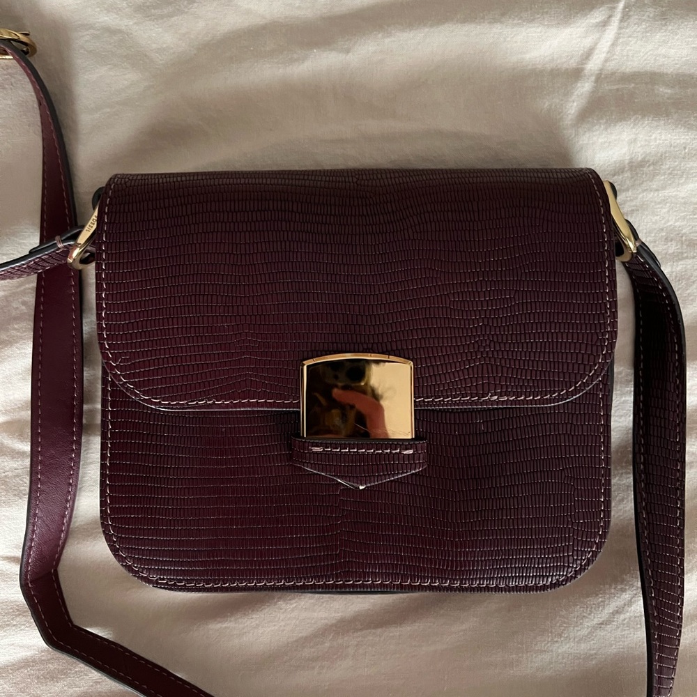 Fossil Lennox Crocodile Burgundy Crossbody Bag